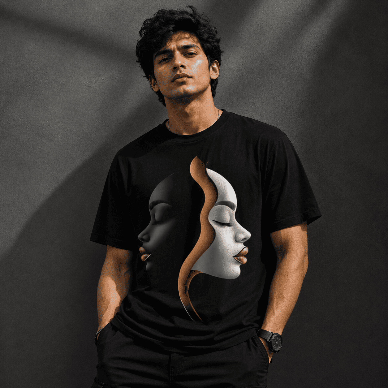 Dual Face Regular Fit Cotton T-Shirt