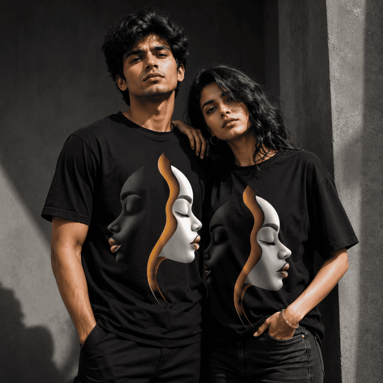 Dual Face Regular Fit Cotton T-Shirt