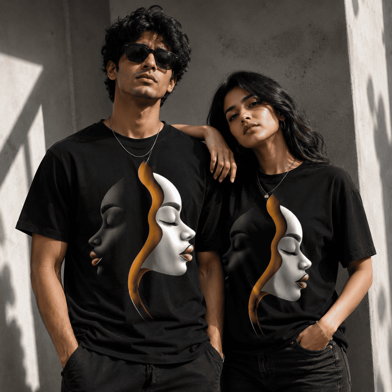 Dual Face Regular Fit Cotton T-Shirt