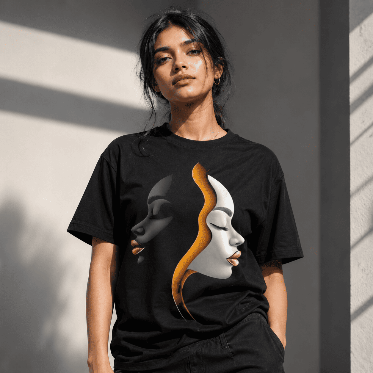 Dual Face Regular Fit Cotton T-Shirt