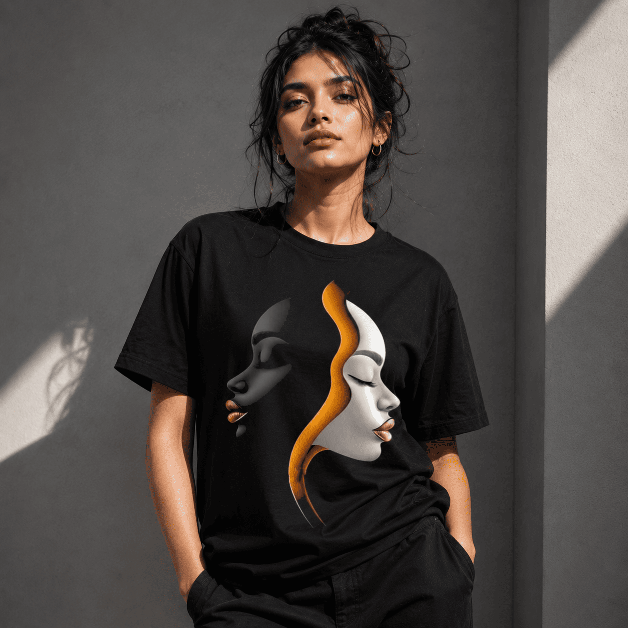 Dual Face Regular Fit Cotton T-Shirt