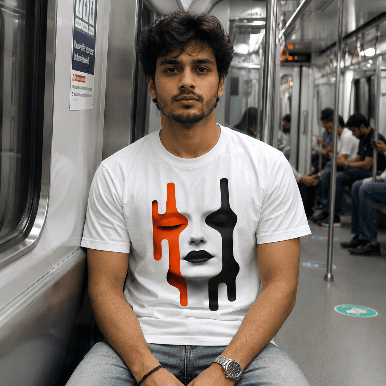 Eye Face Regular Fit Cotton T-Shirt