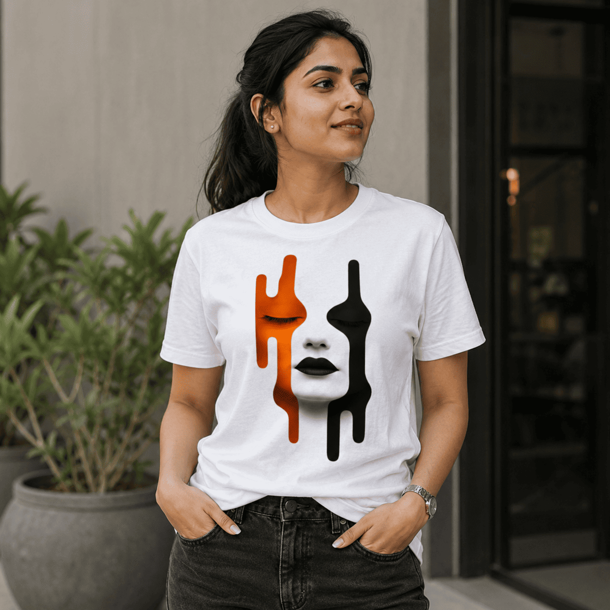 Eye Face Regular Fit Cotton T-Shirt