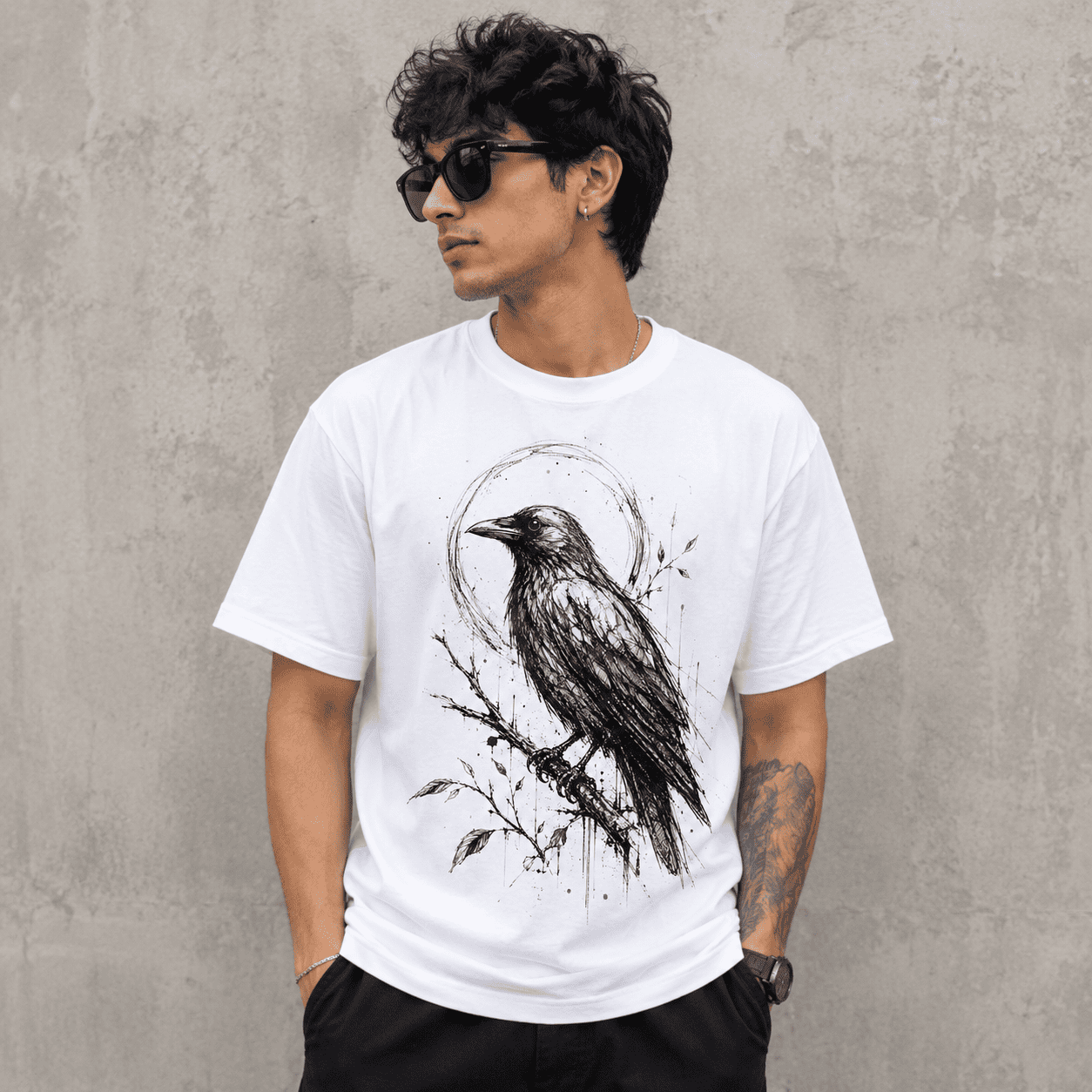 Bird Art Regular Fit Cotton T-Shirt