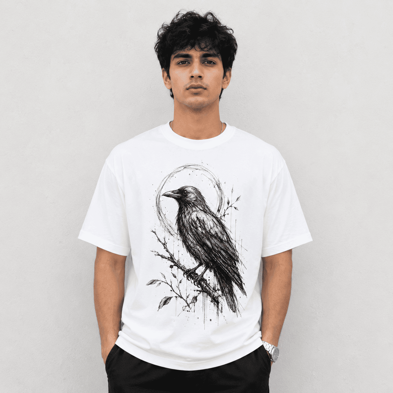 Bird Art Regular Fit Cotton T-Shirt