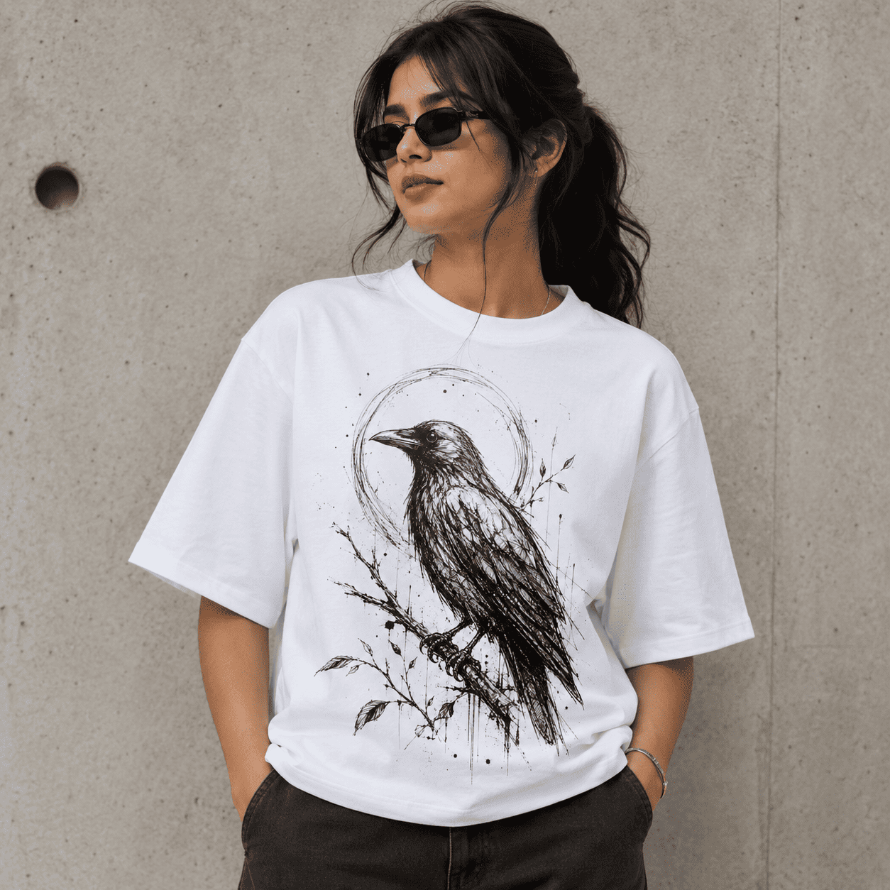 Bird Art Regular Fit Cotton T-Shirt