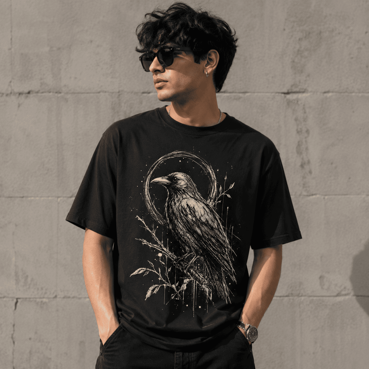 Bird Art Regular Fit Cotton T-Shirt