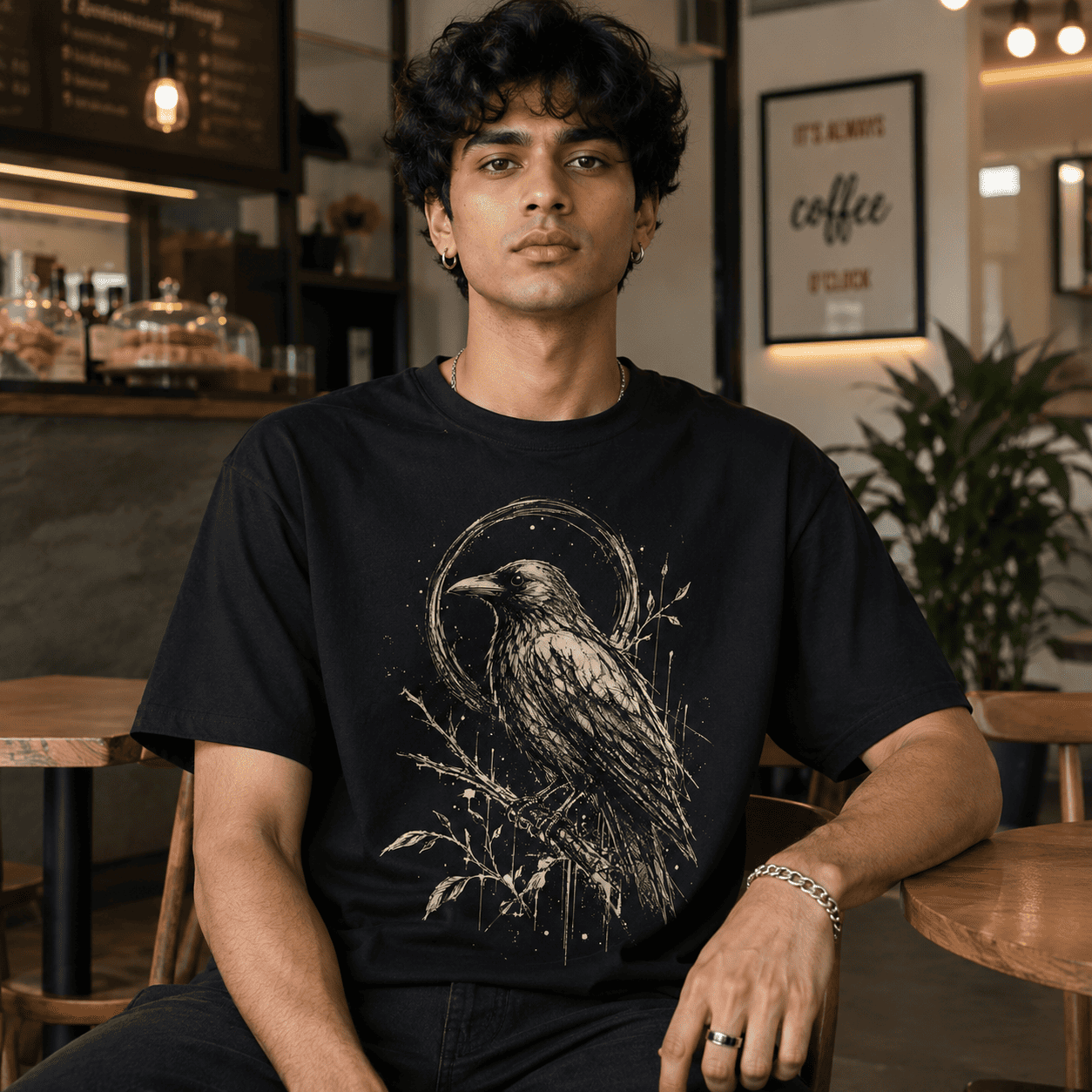 Bird Art Regular Fit Cotton T-Shirt